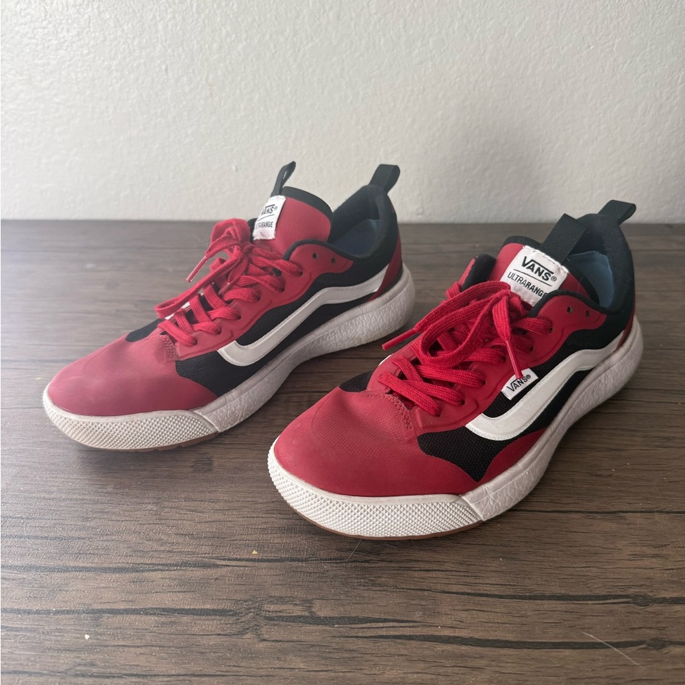 Vans Women’s Red and Black Sneakers